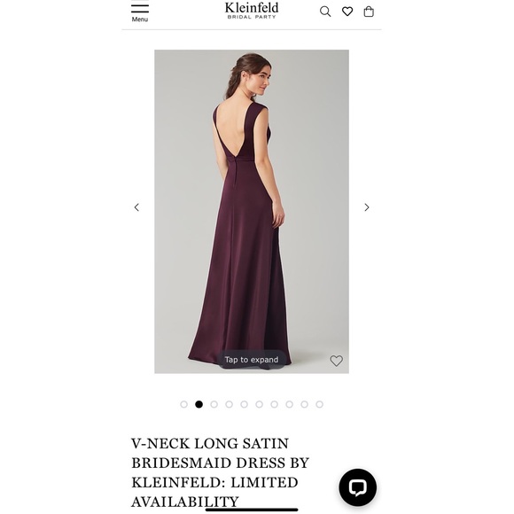 V-Neck Long Satin Bridesmaid Dress by Kleinfeld - Picture 3 of 4